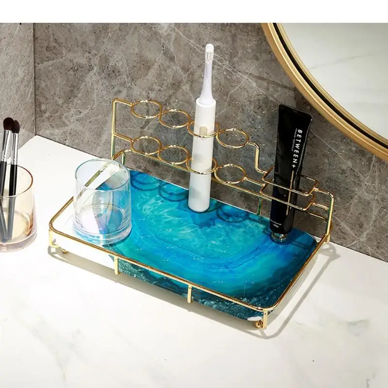 

Роскошный стеклянный держатель для зубных щеток, поднос для хранения косметики, принадлежности для уборной, стеллажи, Бытовые аксессуары для ванной комнаты
