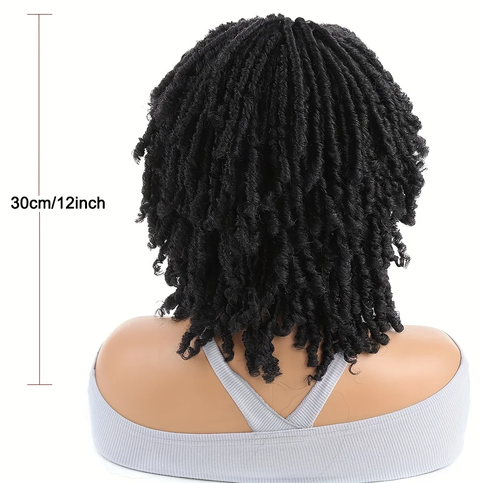 LUPU Dreadlock Wig Short Twist Wigs for Black Women and Men Afro Curly Synthetic Wig Faux Locs Braided Crochet Hair Wigs