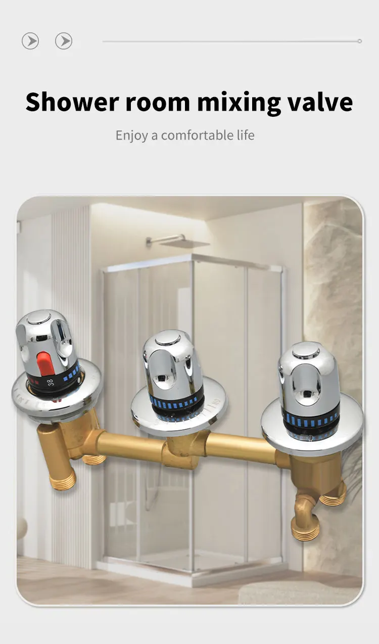 Description Picture 2 of item3 Way Diverter Shower Waterfall Bathtub Thermostat Faucet One Piece Square 3 Handle Knobs Bath Shower Mixer Tap