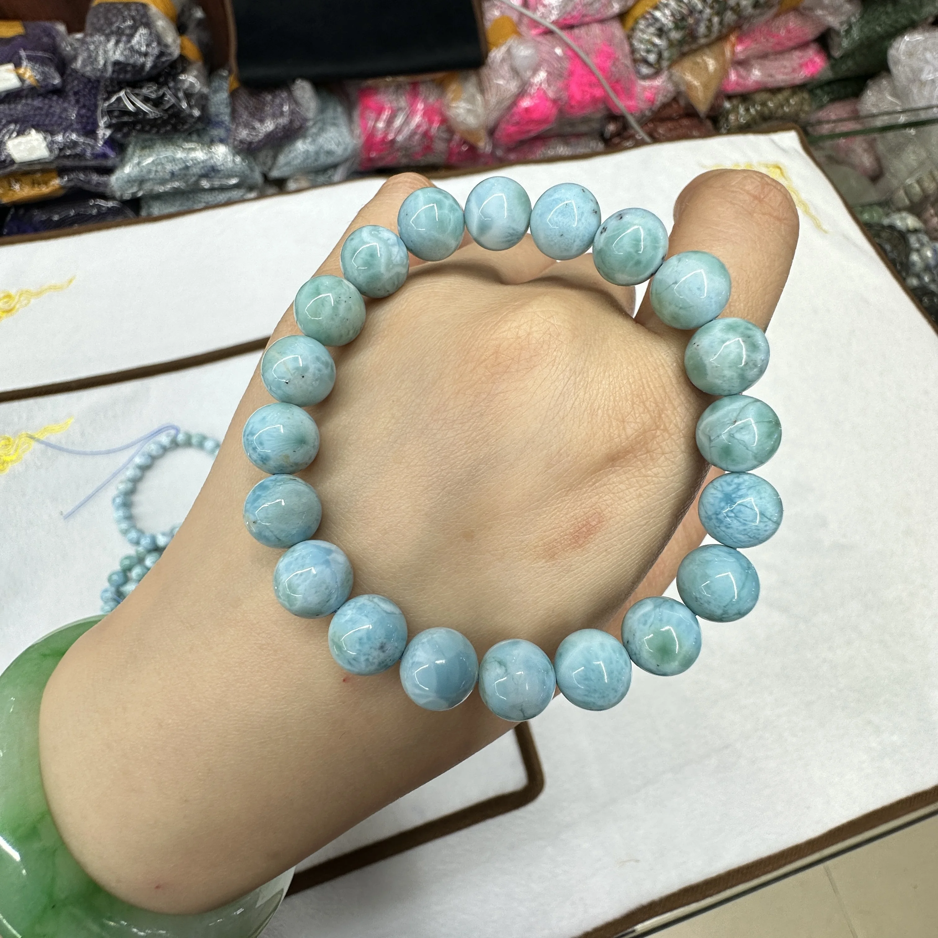2023 Larimar Stone Bead Bracelet Natural Stone Bracelet Senior