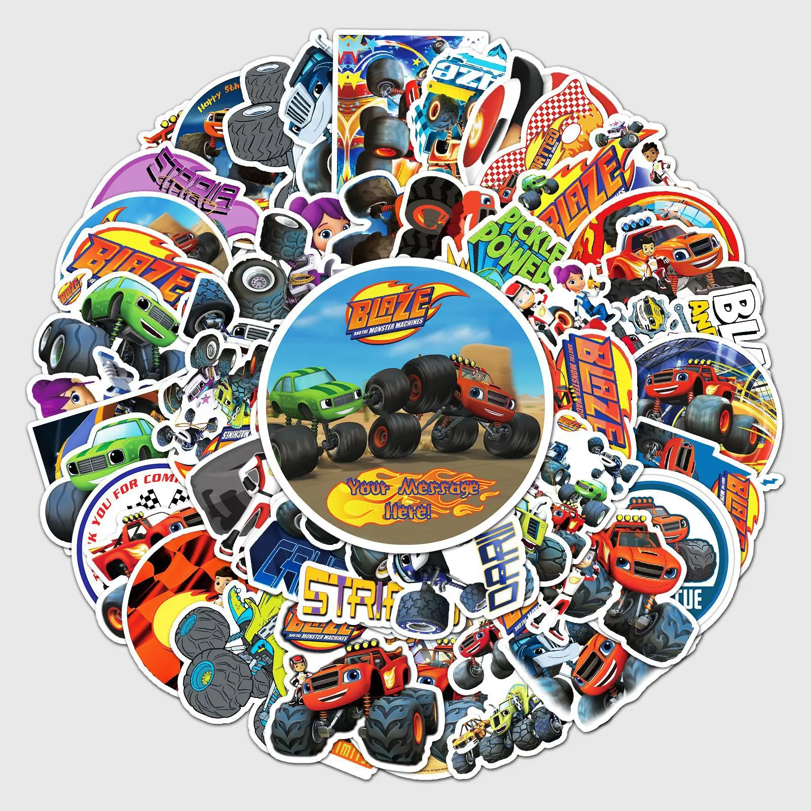 50PCS Blaze Cartoon Sticker Pack - Fun DIY Decals