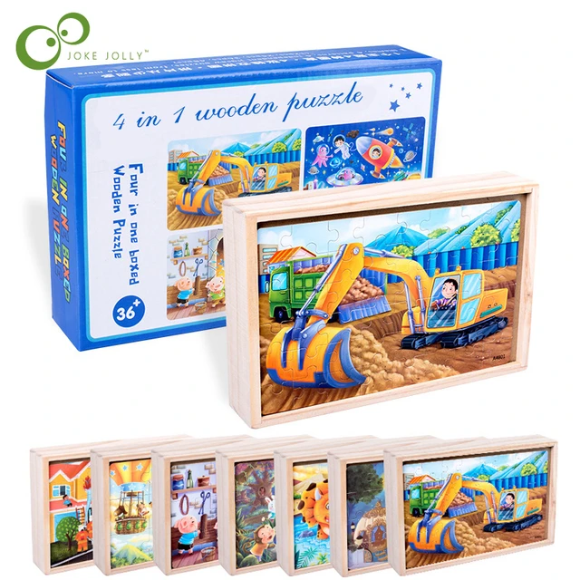 11€04 sur Jouet Puzzle en Bois pour Enfants,une boîte contenant 4