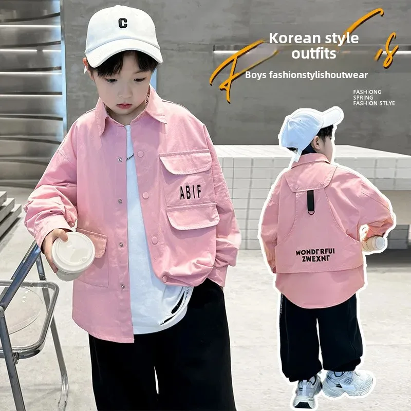 Spring Autumn Boys Jacket Stylish New Big Boy Children Spring Fashionable Shirt Top Trendy Kids Clothing Outerwear for Boys
