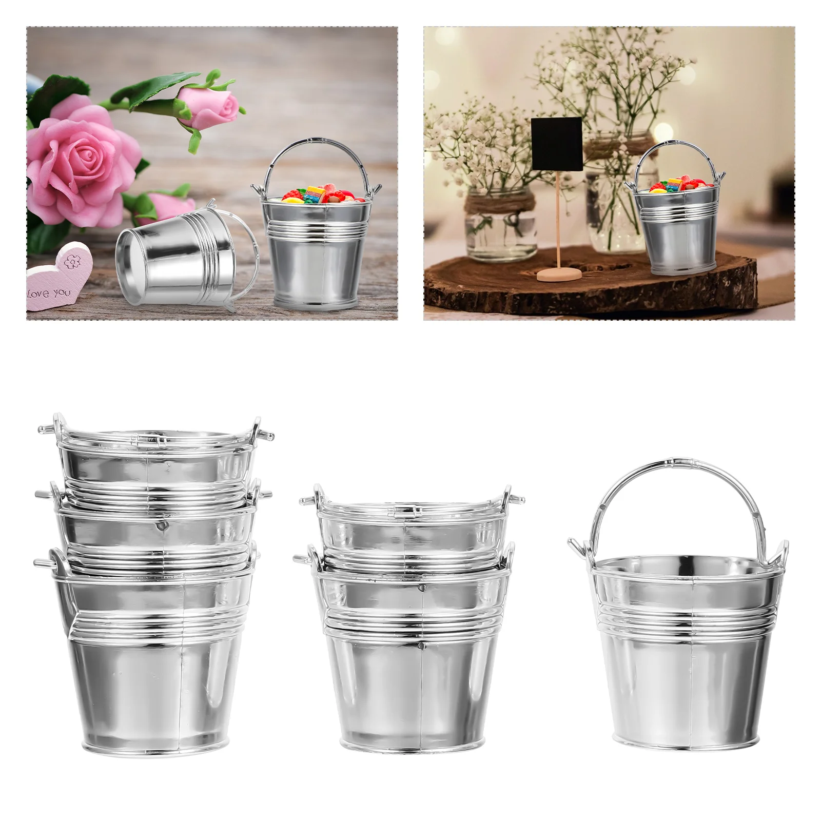 Buckets Bucket Mini Plastic Party Galvanized Pails Candy Snack Handles Holder Favors Snacks Flower Ice Favor Tinplate