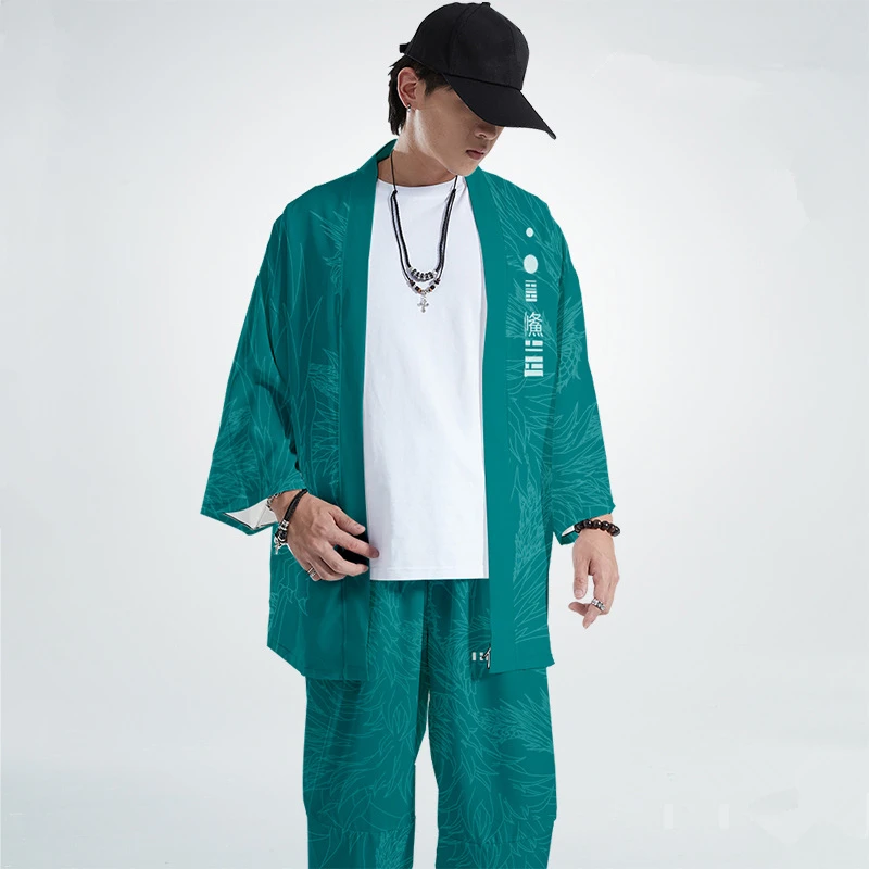 Oversized Beach Japanese Anime Bird Print Kimono Streetwear Men Women Cardigan Haori Harajuku Robe Plus Size 4XL 5XL 6XL
