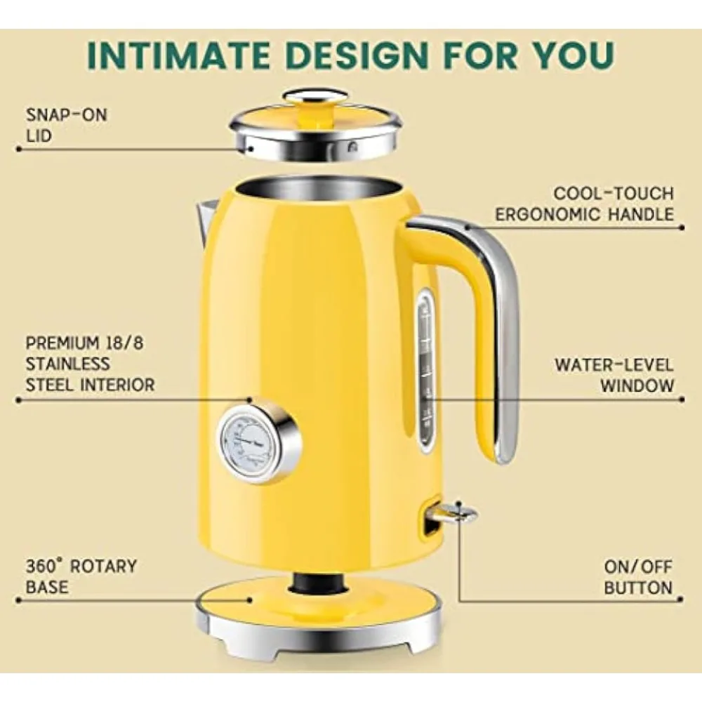 Electric Kettle 1.7L Fast 1500Watts Water Kettle, Premium 304 Stainless  Steel Durable Water Boiler with Professional Strix Thermostat Control, Auto  Shut Off With Boil Dry Protection, Silver 