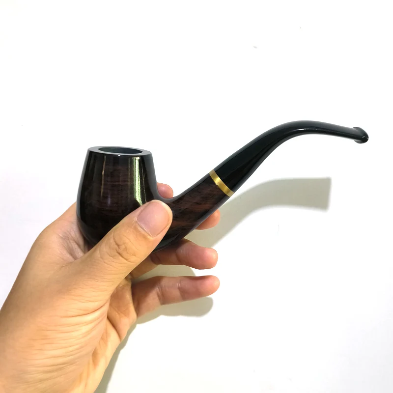 Tobacco Pipe Smoking Pipe Herb Smoking Pipe 9MM Filter Solid Wood Dry Pipe Smoking Craft Brown Ebony Smooth Engraved Handmade Tobacco Pipe