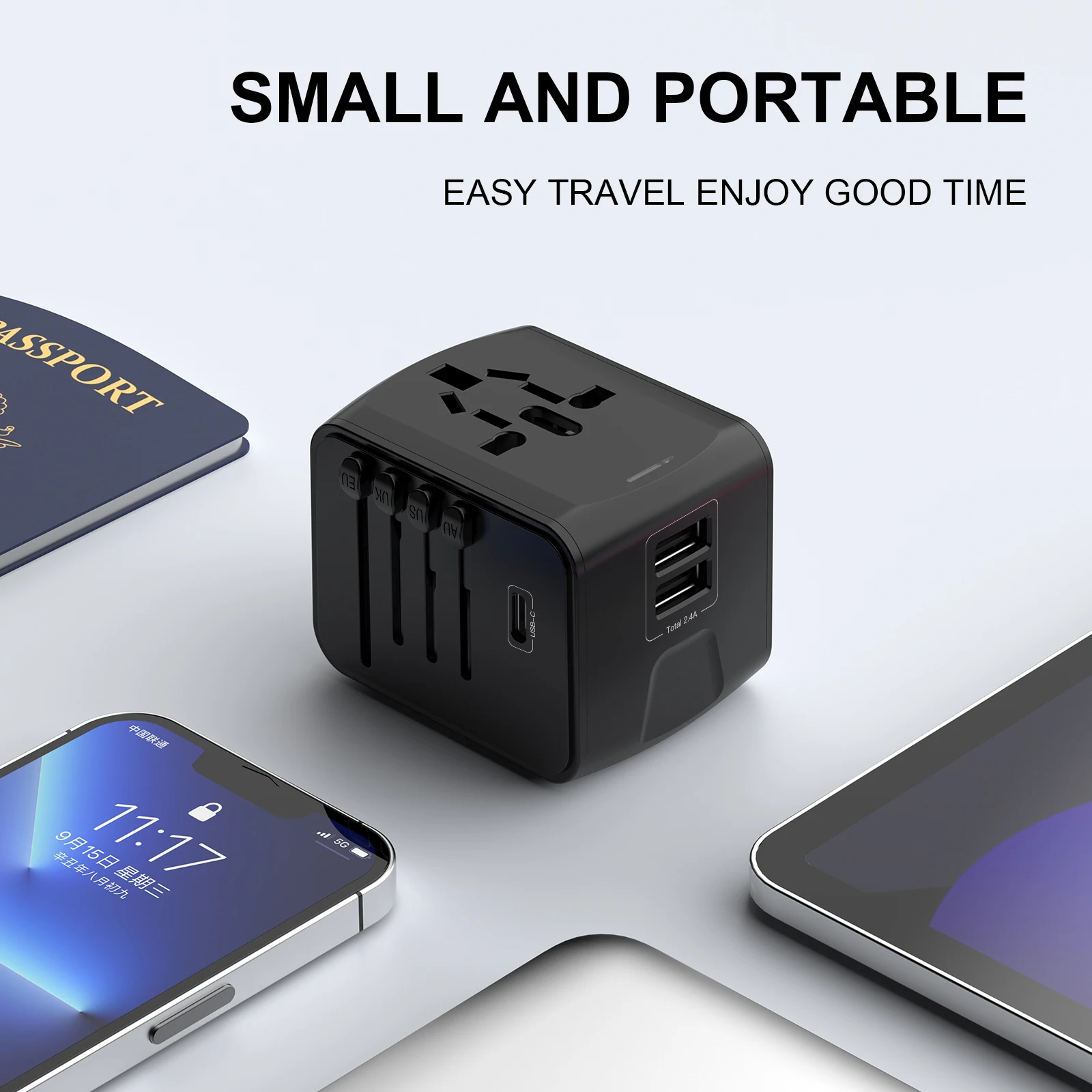High-Speed Universal Travel Adapter with Multiple USB Ports
