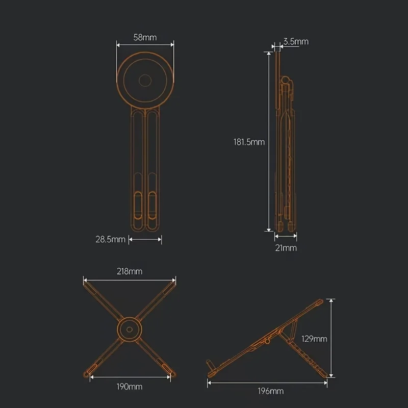 자석 베이스와 8단계 높이 조절 기능이 있는 알루미늄 합금 휴대폰 및 노트북 스탠드, 아이패드 및 휴대폰에 적합
