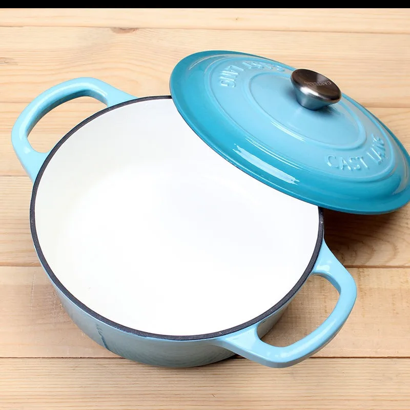 Enameled Cast Iron Dutch Oven-5.5QT Pot with Lid Cookbook & Cotton Potholders Heavy-Duty Cookware for Braising, Roasting