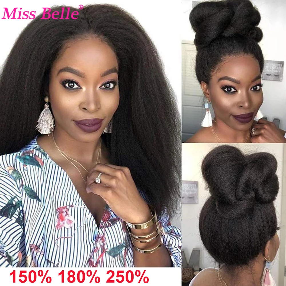 Kinky Straight Wig 250 Density Lace Front Human Hair Wigs For Women Transparent Lace Frontal Wig Yaki Human Hair Natural human hair wig lace front wig human hair wigs front lace wig