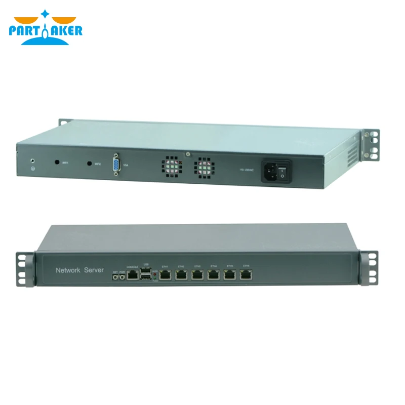 Partaker 1U Rackmount Firewall Appliance Hardware Intel Celeron 3855U J1900 with 6 LAN Router Server pfSense OPNsense