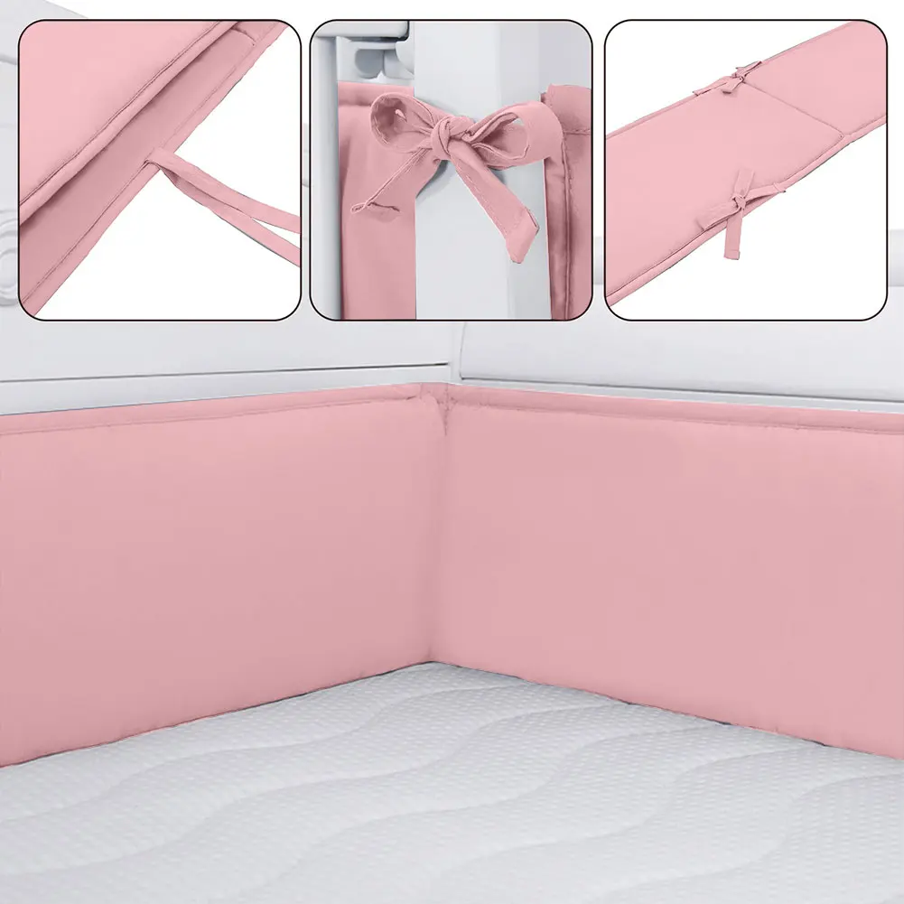 4Pcs Anti-Collision Breathable Cushioned Pads Soft Padding Baby Bed Bumpers Baby Crib Bumper Pads for Sides Padded Covers
