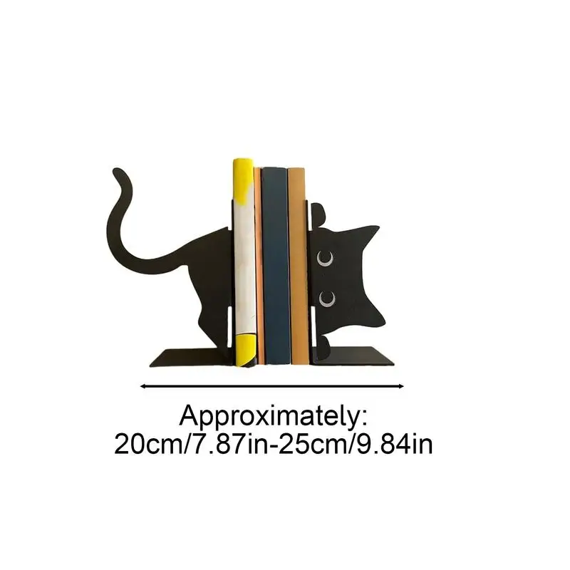 Household Metal Animal Bookends 1 Pair Cute Cat Bookends For Heavy Books Black Creative And Cute Cat Shape