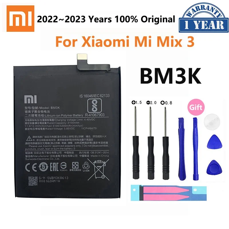 

100% Оригинальный аккумулятор BM3K для Xiaomi Mix 3 Mix3 3200 мАч, аккумуляторная батарея большой емкости для телефона, запасная батарея Akku