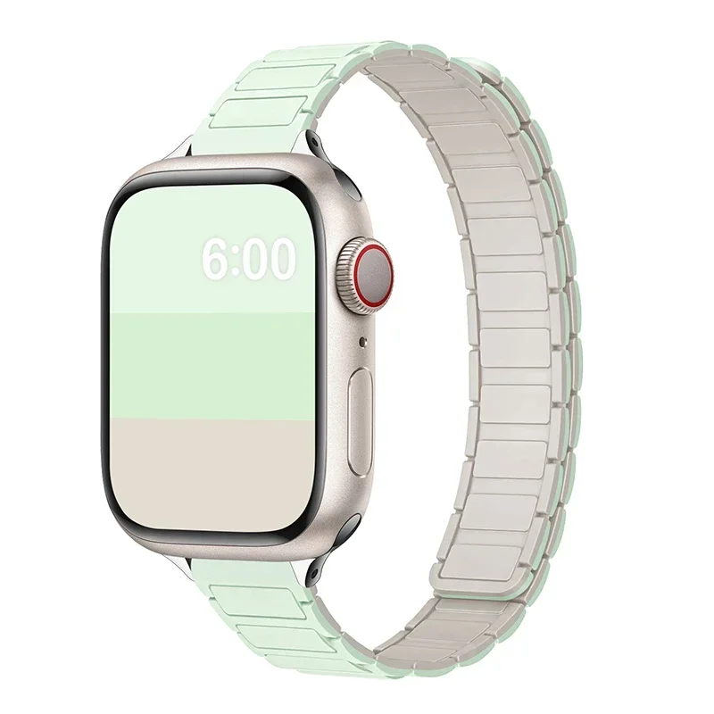 Women's Slim Silicone Magnetic Bracelet Watch Band with Strap