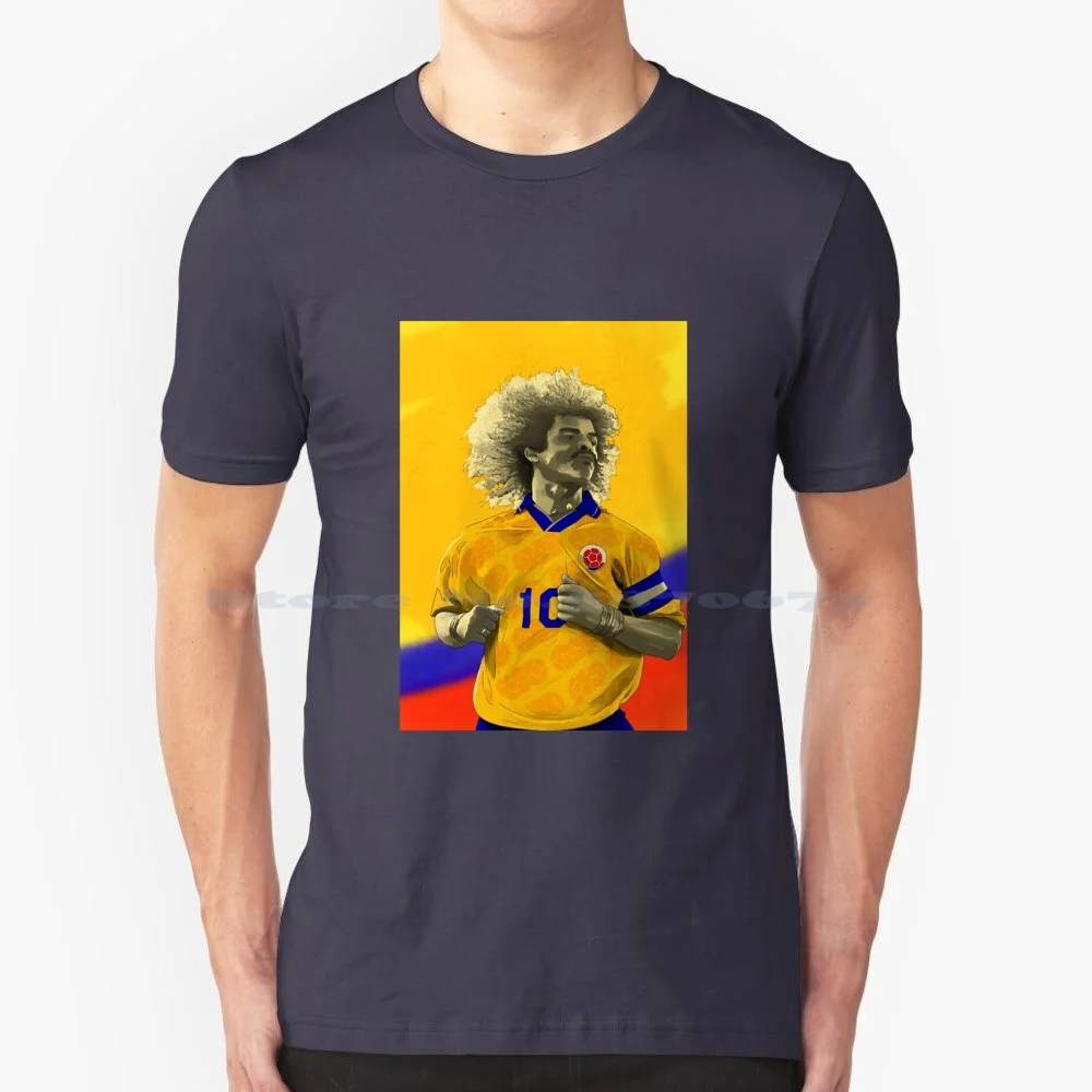 Legend Football T Shirt 100% Cotone Tee Football Colombia Soccer Retro Legend Vintage Robert Valderrama Maradona Ronaldo