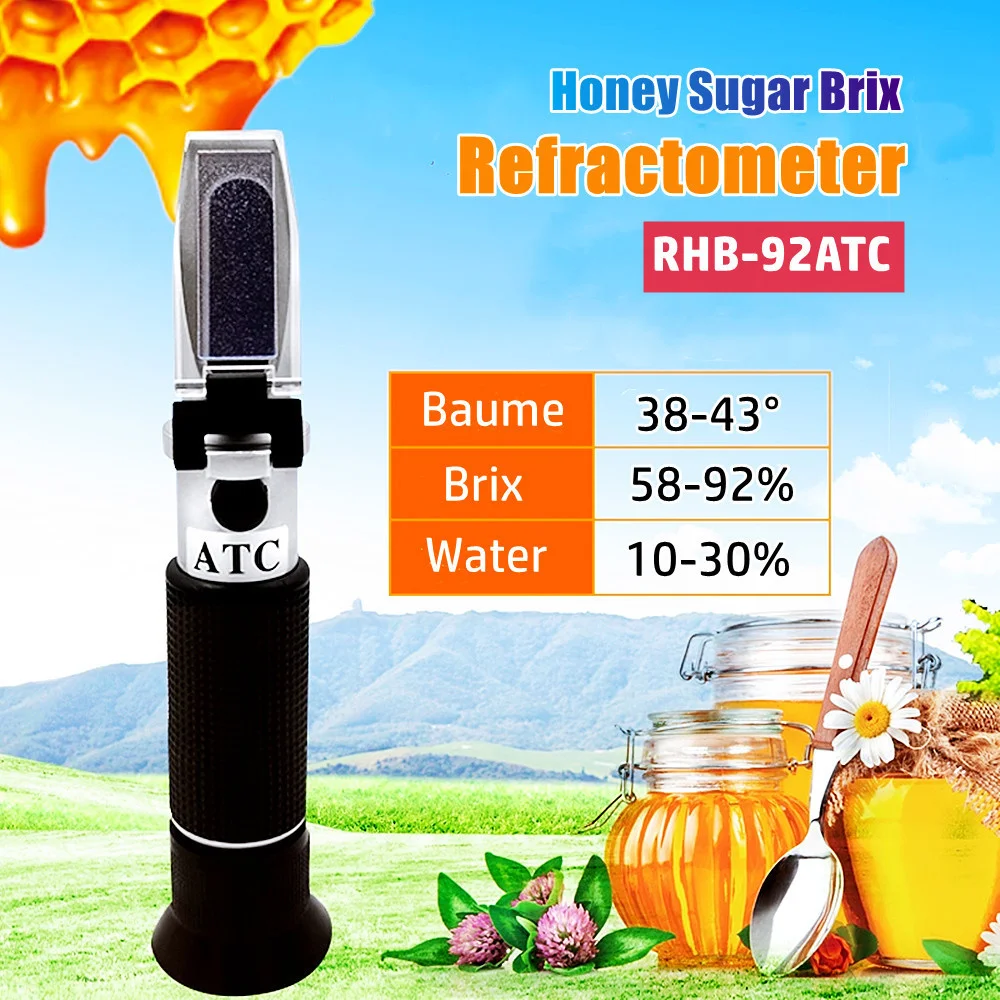 Réfractomètre Brix 58-92% pour Jus de Fruit/Sucres ± 0,2% (RHB-92 ATC)