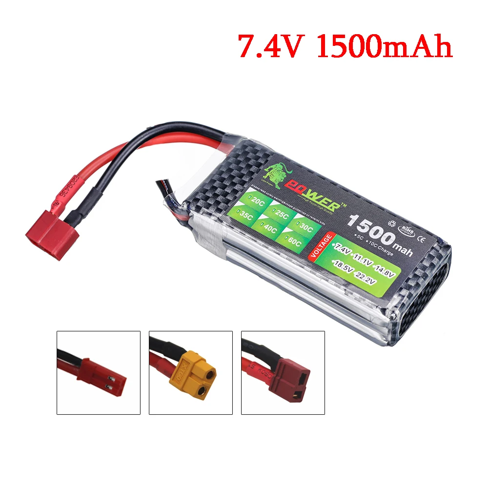 

Lipo power 2S/7.4V 1500mAh Battery 35C MAX RC Battery For Racing Drone FPV Quadcopter RC Car Boat Helicopter battery parts 2S