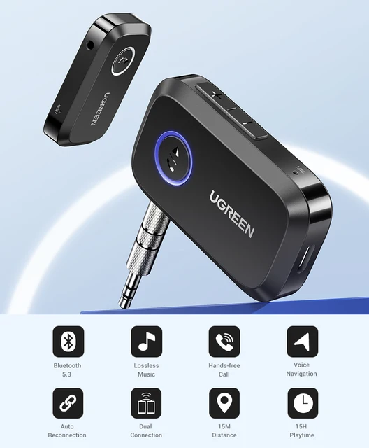 UGREEN Receptor Bluetooth 5.3, Adaptador Bluetooth Aux para Coche
