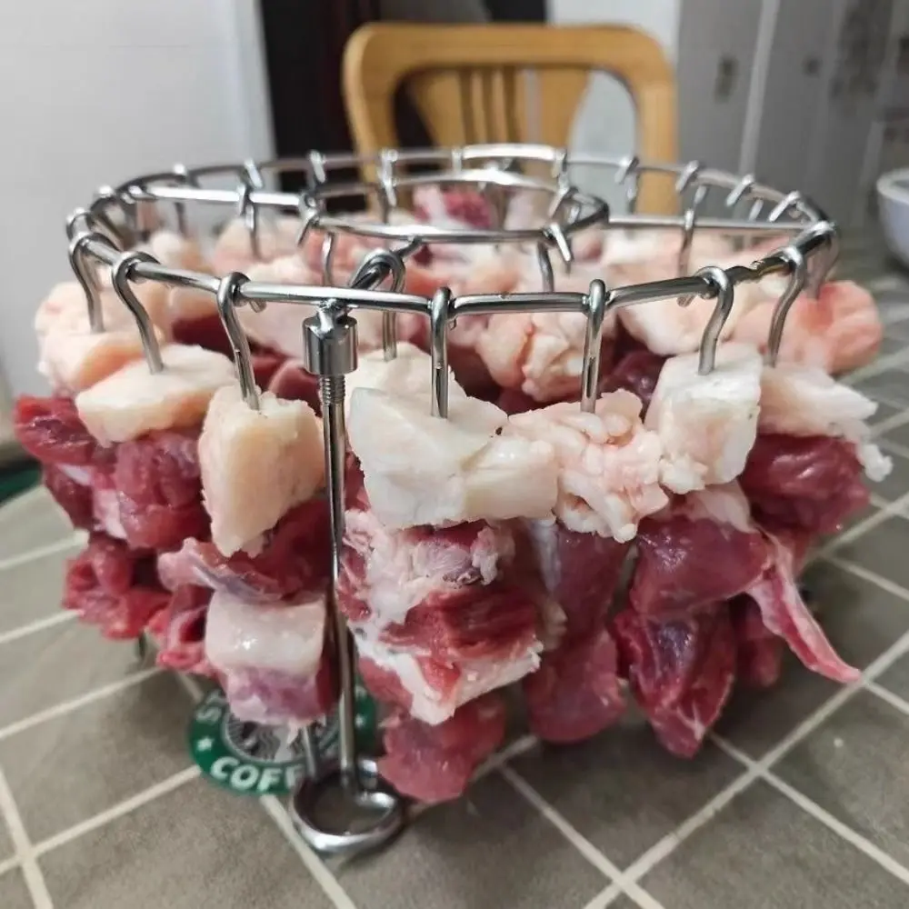 New Stainless Steel Vertical Grill Rack Detachable String Grill Skewer Holder Vertical Barbecue Skewer Bracket Baking Needle