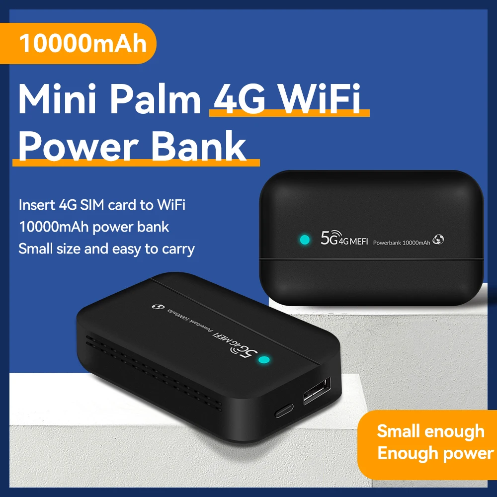 Banco de Potência Portátil para 4g Lte Roteador Móvel Usb Tipo-c Hotspot Bolso Wifi 10000mah Mifi sem Fio Pw100 - Imagem 6
