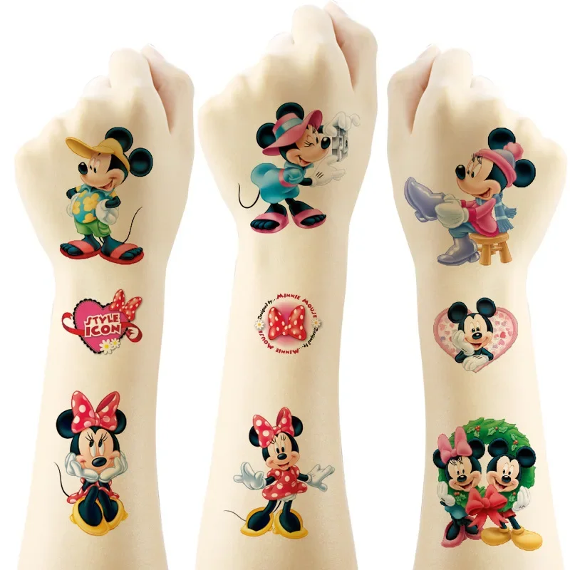 

Disney Mickey Mouse Tattoo Stickers Anime Action Figure Cartoon Tattoo Sticker Cute Kids Party Decoration Water Transfer Sticker
