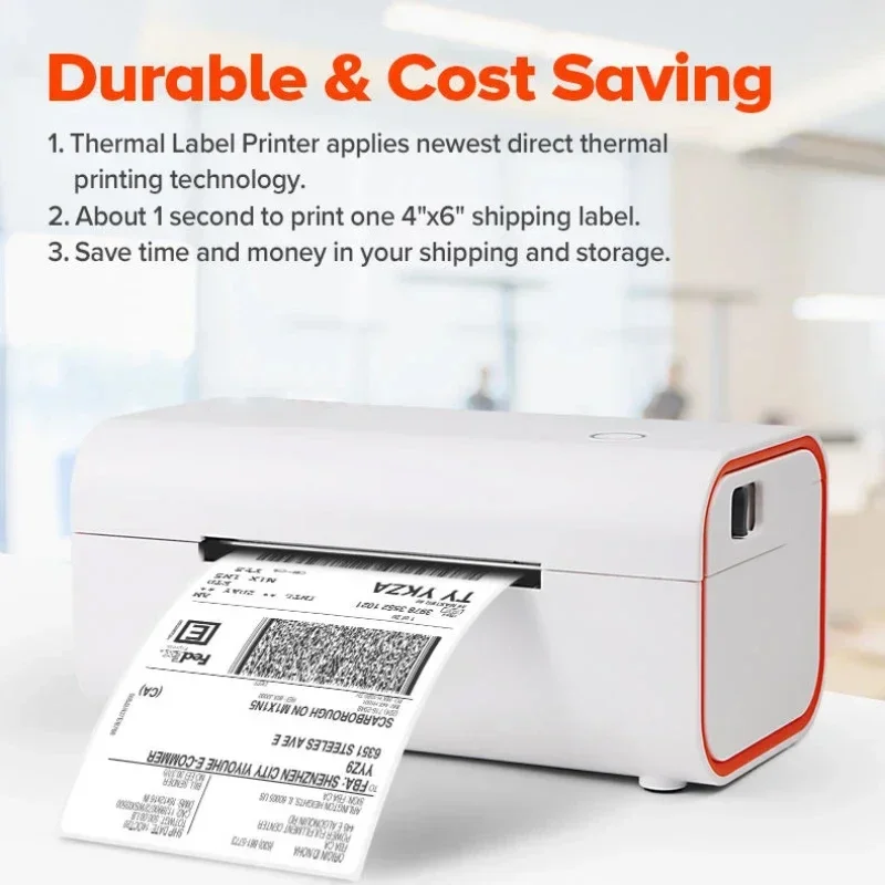 GlowMart M4202 Thermal Shipping Label Printer High Efficiency 4 x 6 Label Printer A6 Size for Waybill logistics