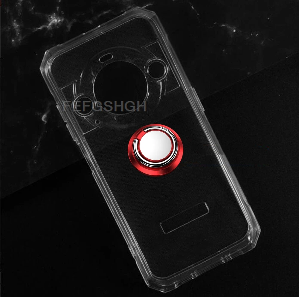 Premium Ring Holder Bracket Phone Cover - Black Silicone TPU Case