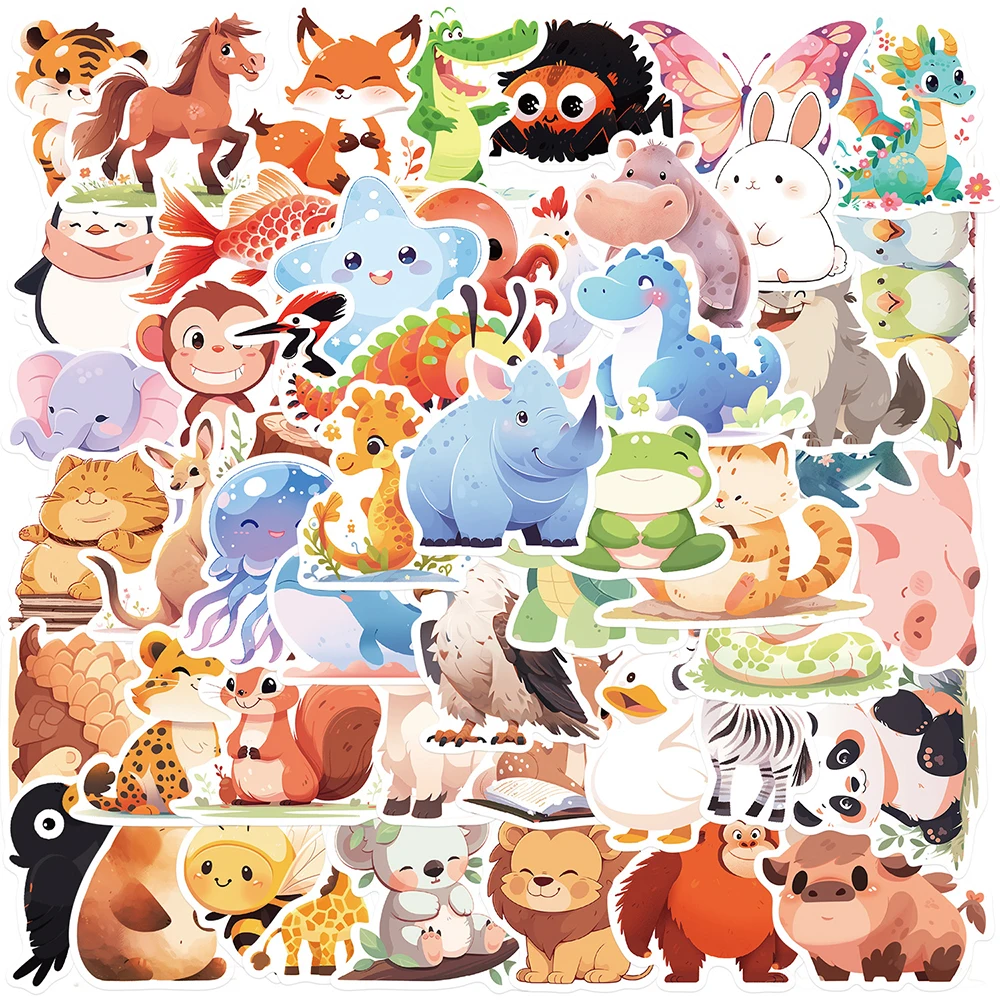 10/30/50pcs Kawaii Animal Cartoon Stickers Kids Toys Decoration Laptop Suitcase Notebook Fridge Cute Stationery Sticker Decals
