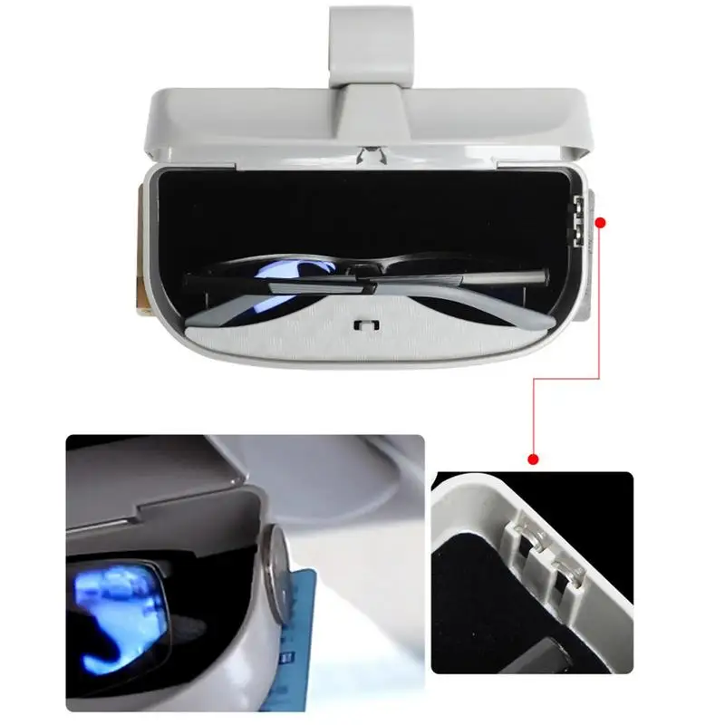 

Sunglasses Box For Car Visor Glasses Box Sunglasses Clip Card Ticket Holder Multifunctional Vehicle Eyeglasses Storage Case Tool