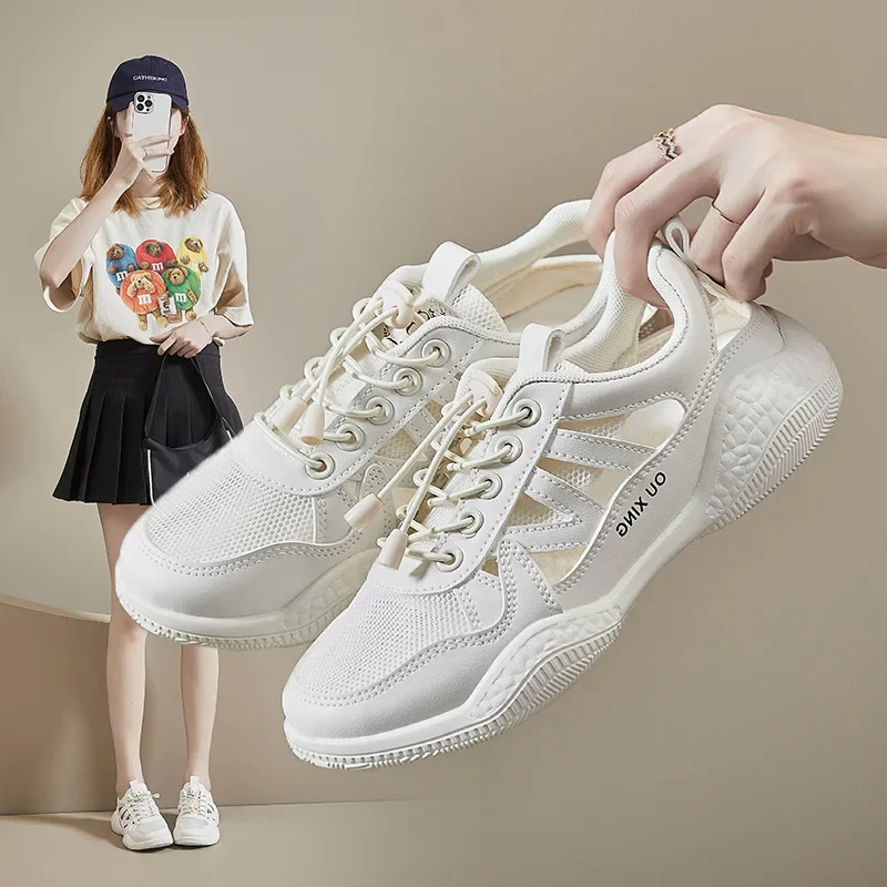 

Breathable Little White Shoes Student Korean Women's Fashion 2023 Summer New Mesh Panel Shoes Street Shooting Sports Shoes