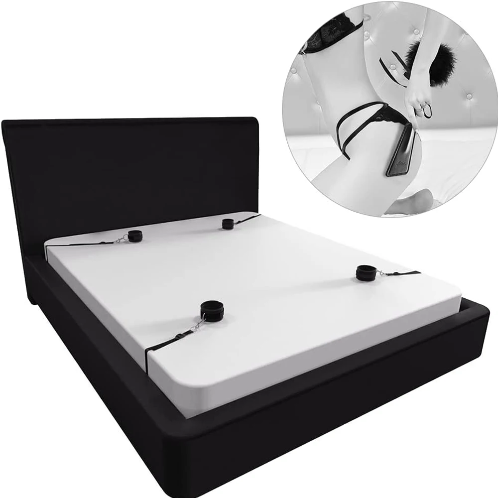 Sexy Leather Bondage Kits Adults Sex Toy Set for Women Men Handcuffs Ankle Cuffs Fetish Slave Collars Adult Bed Games