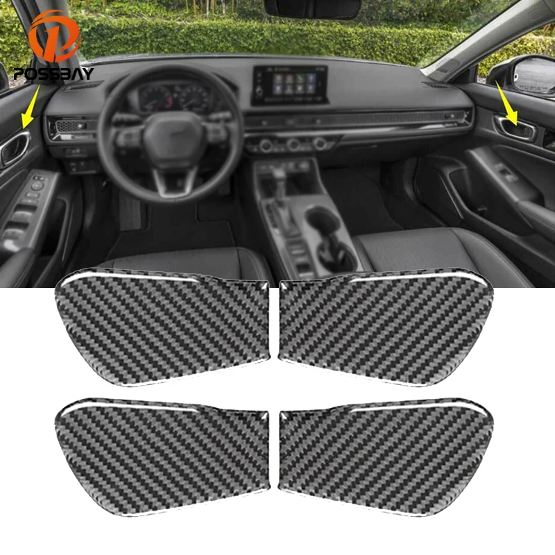 4 Pcs Car Inner Door Bowl Cover Trim Set Abs Carbon Black Decorazione Parti Per Honda Civic 11Th 2022 Accessori Interni Auto