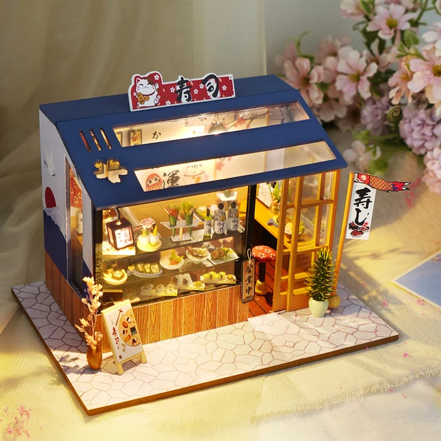 CUTEBEE DIY Dollhouse Kit Wooden Doll Houses Miniature Dollhouse Furniture Kit With LED Toys For Children Christmas Gift 5