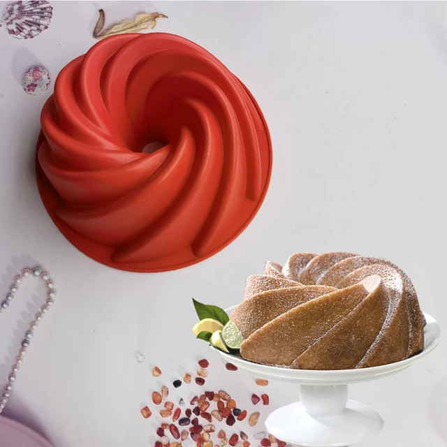 3D Large Spiral Shape Silicone Bundt Cake Pan 10 inch Bread Bakeware Mold  Baking Tools Cyclone Shape Cake Mould DIY Baking Tool