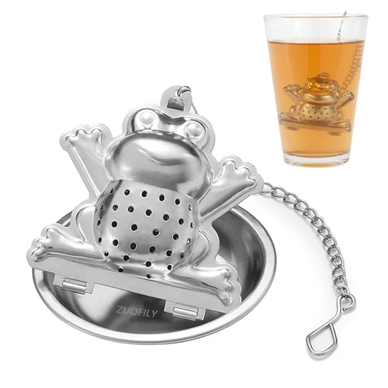 Stainless Steel Tea Infuser Teapot Heart Bird Frog Tree Star Shaped Mesh Strainer Coffee Herb Spice Diffuser With Dish Tray tea infuser tea strainer tea filter