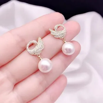 925 Silver Needle Korean Fashion Crystal Swan Earrings For Women Jewelry 2025 Trending New Elegant Women's Pearl Drop Earrings