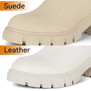 women's slip-on lug sole suede cute comfortable boots fall leather wedge dress booties for women 
