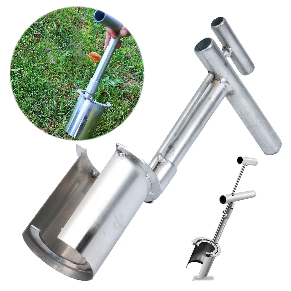 Hand Dibber Handheld Garden Puncher Handheld Planting Tool Handheld Garden Barrel Transplanter Stainless Steel Digging Seedlings Artifact Agricultural Puncher Planting In Greenhouse