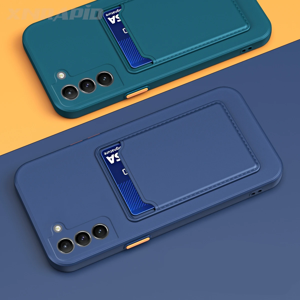 Soft Silicone Card Holder Wallet Phone Case Cover