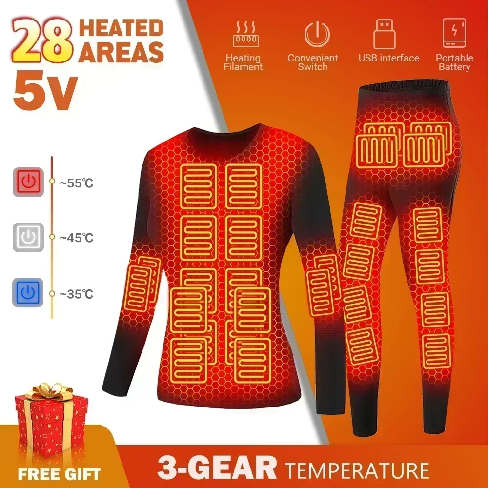 Winter Thermische Beheizte Jacke Männer Weste Beheizte Unterwäsche männer Ski Anzug USB Elektrische Heizung Kleidung Fleece Thermische Lange Unterhosen - AliExpress 200574005