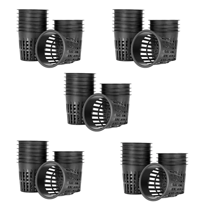 

75 Pack 4 Inch Net Cups Slotted Mesh Wide Lip Filter Plant Net Pot Bucket Basket For Hydroponics