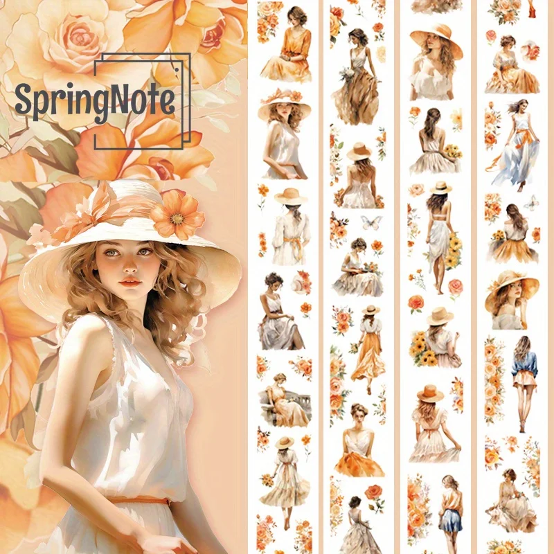 200cm No-Repeat Pre-Cut Beautiful Girl PET Tape Matte Transparent Decortaive Adhesive Tape For Stickers Scrapbooking Journal DIY 5