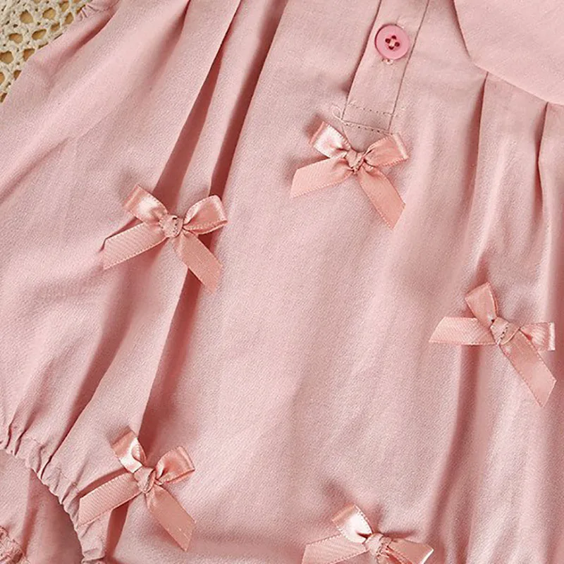 Summer Baby Girls Bodysuit One Piece Peter Pan Collar Infant Outfit
