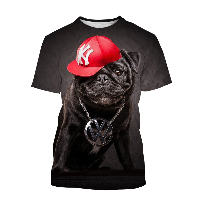 

Новая мужская крутая футболка с 3D принтом собаки мопса рубашка с коротким рукавом модные повседневные футболки Топы женские Размеры XXS ~ 6XL