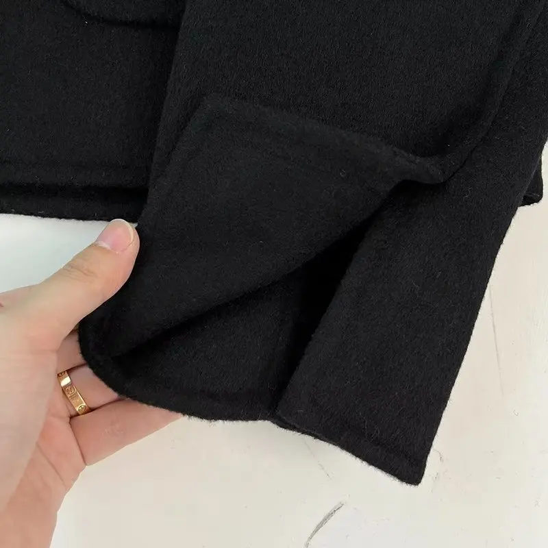 Dave&Di French Office Ladies Wool Jacket Retro Button Coat Black Elegant Casual Fashion Blazers Jacket Women Tops