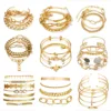 Bohemian Metal Chain Bracelet Set For Women Geometric Gold Color