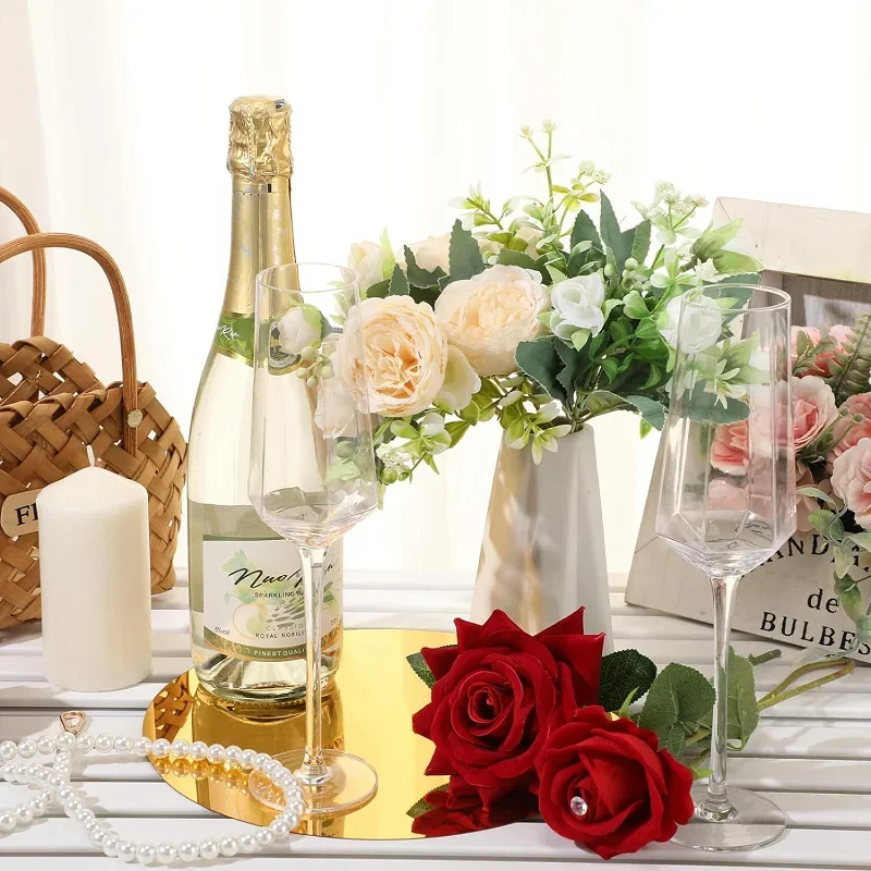 Acrylic Round Mirror With Adhesive Backing For Wedding Decoration Dining Table Candle Holder Tray Home Mirror Wall Sticker 20cm