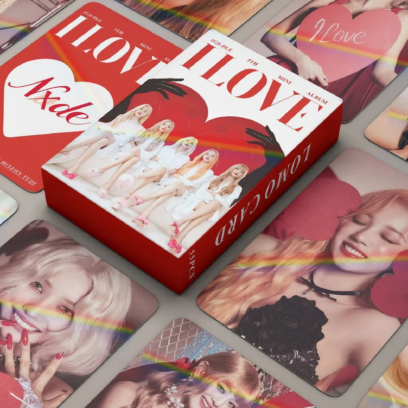 

55pcs/set Kpop GIDLE Laser Lomo Cards Album I LOVE Ye Shuhua MINNIE YUQI Postcard Fans Collection Gift